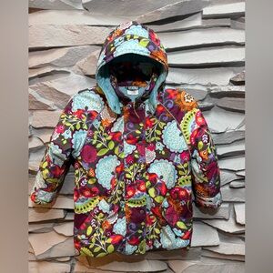 Hanna Andersson Girls Floral Ski & Snow Jacket Removable Hood Size 120 (6/7)